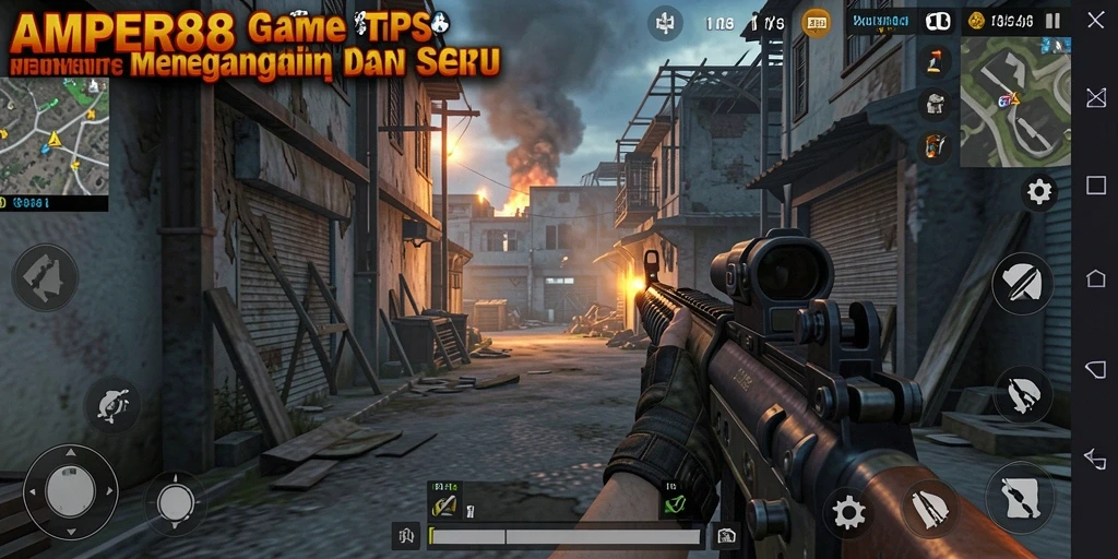 Tampilan gameplay seru dalam AMPER88 dengan aksi menembak intens.