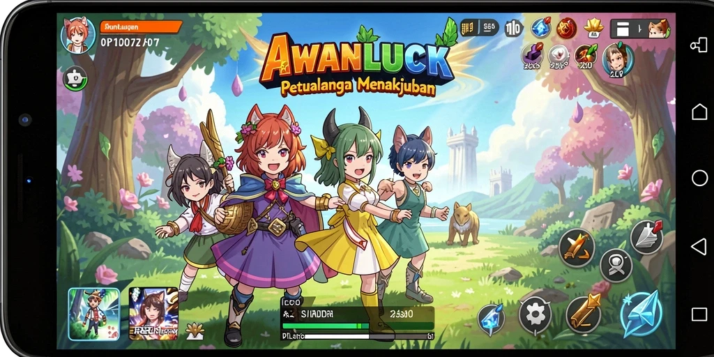 Tangkapan layar menunjukkan aksi seru dalam game AWANLUCK.