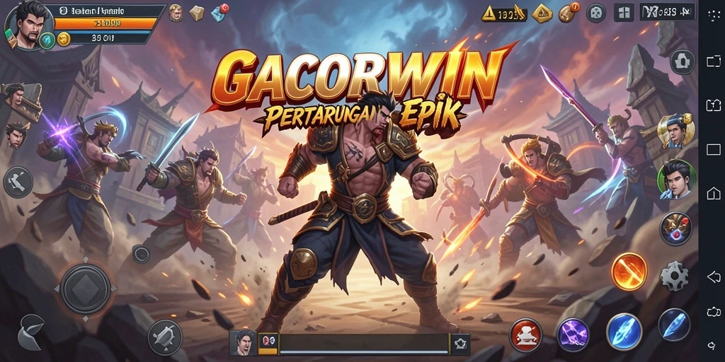 Tampilan pertarungan seru di GACORWIN dengan efek grafis yang menawan.