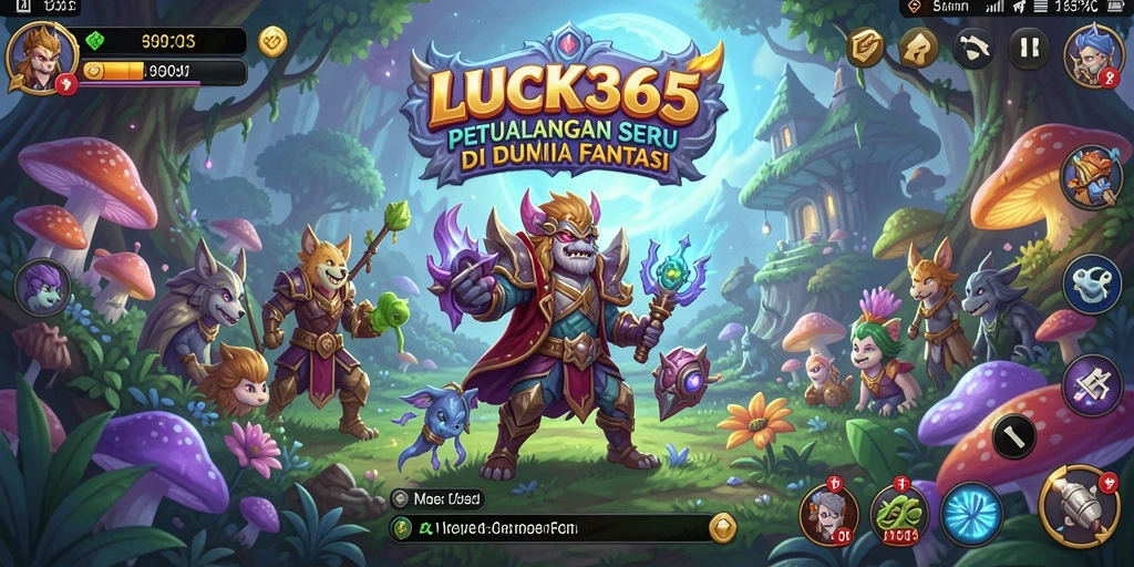 Tangkapan layar gameplay <strong>LUCK365</strong> menunjukkan petualangan di dunia fantasi.