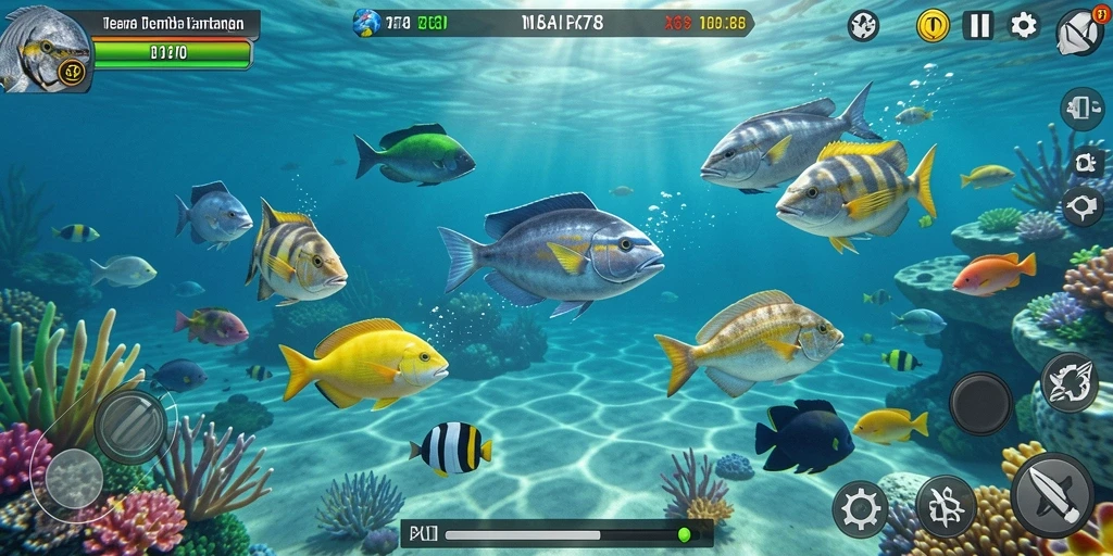 Tampilan gameplay X78 yang seru dengan aksi menembak ikan.